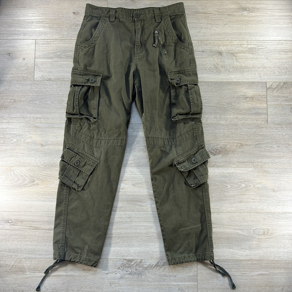 Must Way‎ Men's 32 Green Cargo Pants 30 Utility Tactical 9 Pocket Workwear